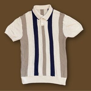 Vertical Stripes Knit Polo Shirt